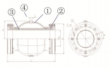 球形氣囊式管夾閥結(jié)構(gòu)簡圖