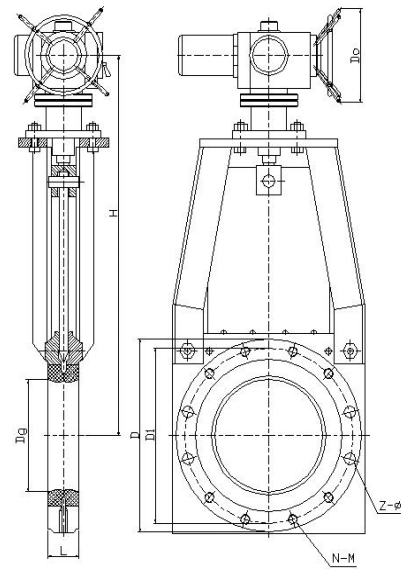 對(duì)夾式電動(dòng)漿液閥結(jié)構(gòu)圖