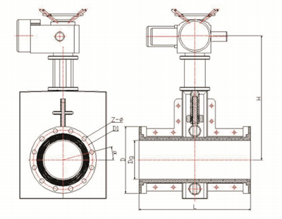 電動(dòng)DN1000裸式管夾閥結(jié)構(gòu)示意圖